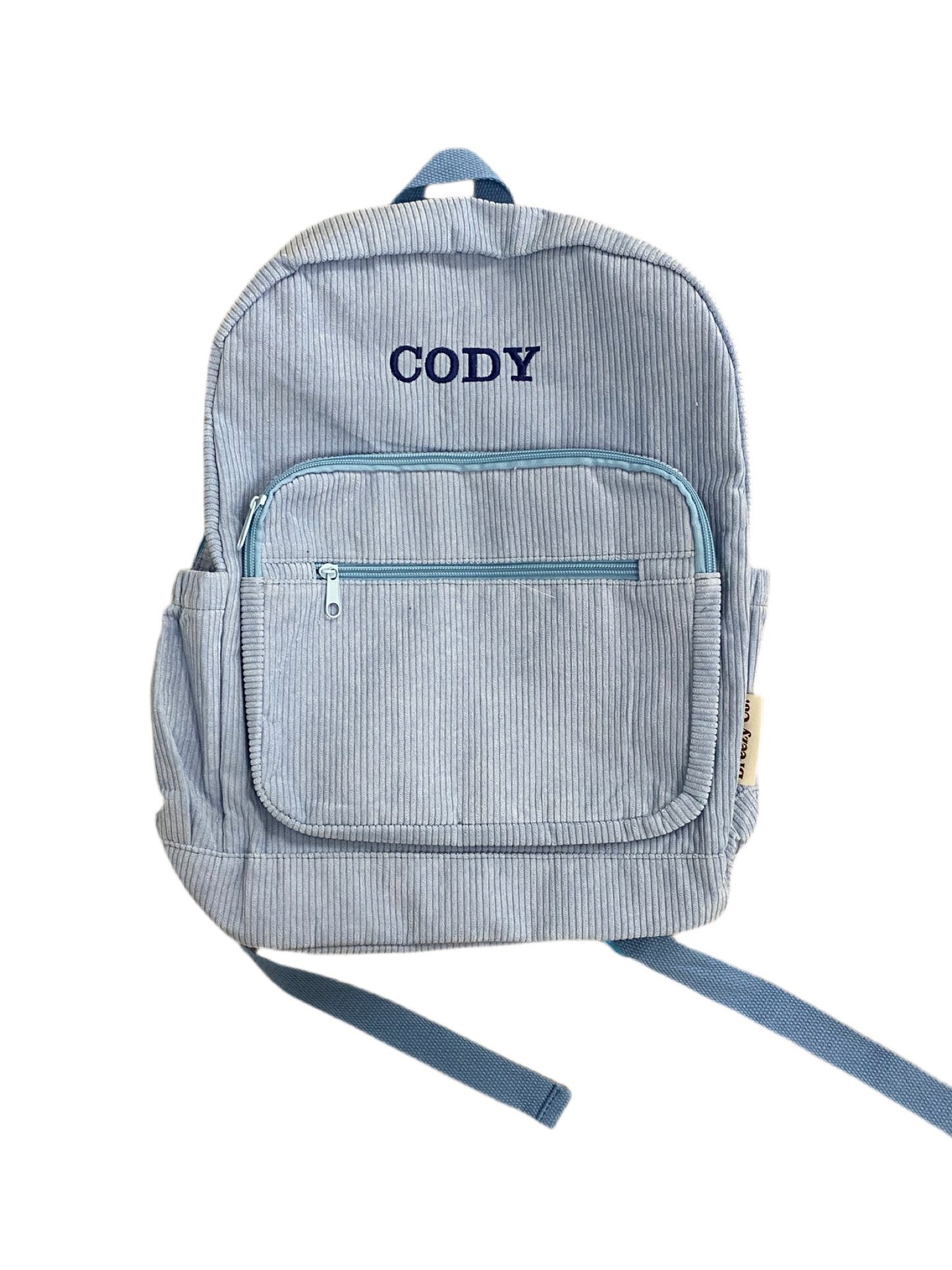 Corduroy Backpack Personalised - Sky Blue (PRE ORDER 15/3)